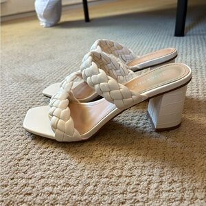 Sincerely Jules Cream Braided Block Heels